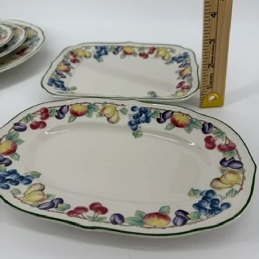 Villeroy & Boch Melina Fruit Pattern Serving Dishes Relish Tray Platter Set of 2